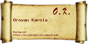 Orovan Karola névjegykártya